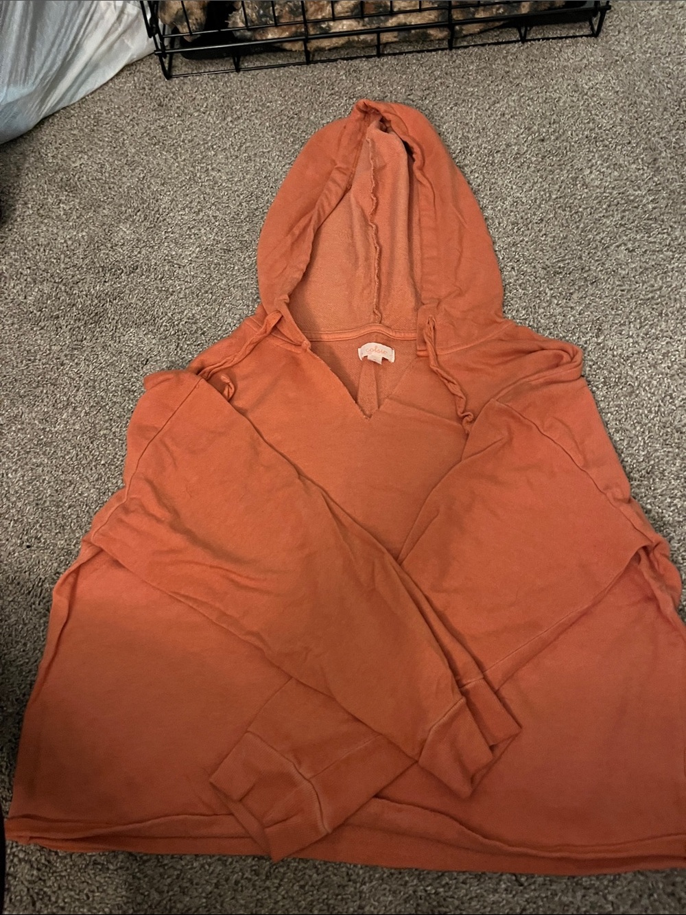 Colsie Washed Rust Orange Hooded Pullover